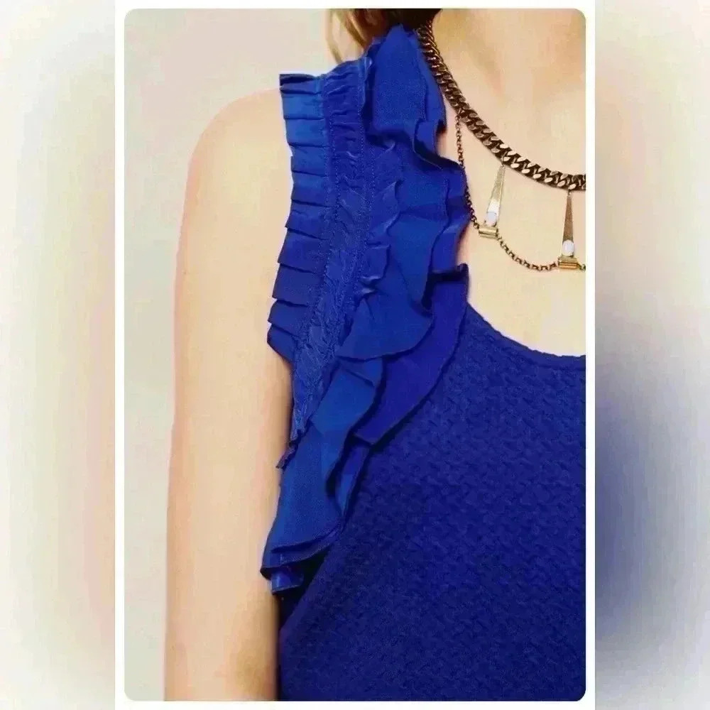 SOLD | Anthropologie Deletta Clemente Sleeveless Blouse | Size S | Royal Blue - Picture 9 of 11